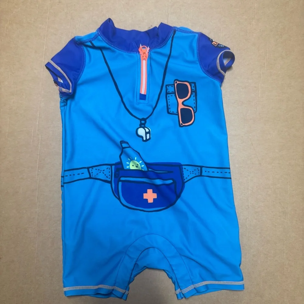 GAP Baby Swimsuit One Piece Rashguard Short Sleeve and Shark Hat